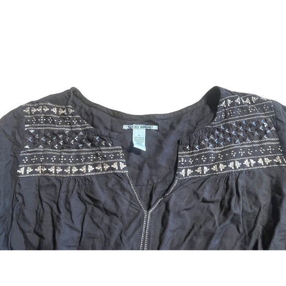 Women's Lucky Brand Brown Embroidered Dress. Boho. Size Large - Picture 5 of 8